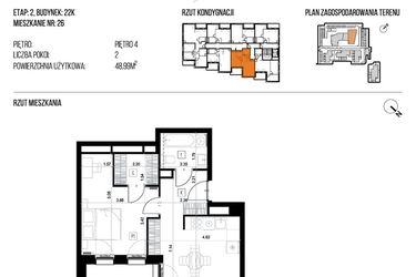 Rzut - Mieszkanie na sprzedaż 2 pokoje o powierzchni 48,99 m² - numer 22K/26 w NATURAMA II