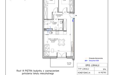 Rzut - Mieszkanie na sprzedaż 3 pokoje o powierzchni 61,95 m² - numer 20 w Harmonia bud. M3