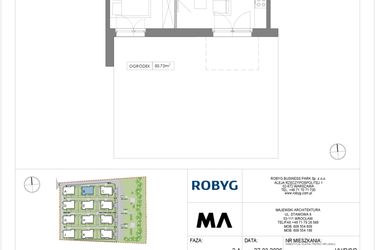 Rzut - Mieszkanie na sprzedaż 2 pokoje o powierzchni 42,07 m² - numer VV/B/0/2 w Villa Viva