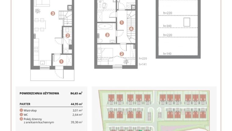 Rzut - Dom na sprzedaż 4 pokoje o powierzchni 84,63 m² - numer 2A w Bursztynova Polana