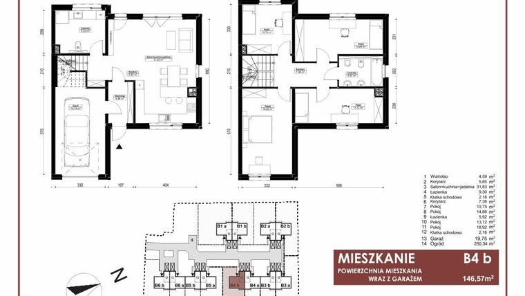 Rzut - Mieszkanie na sprzedaż 5 pokoi o powierzchni 146,57 m² - numer B4b w Szymanów