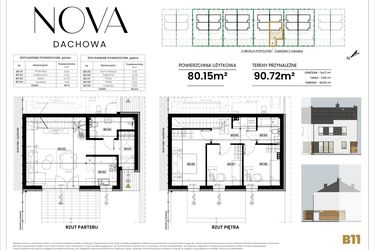 Rzut - Dom na sprzedaż 4 pokoje o powierzchni 80,15 m² - numer B11 w Nova Dachowa II