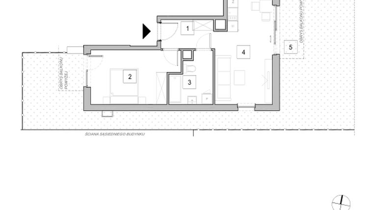 Rzut - Mieszkanie na sprzedaż 2 pokoje o powierzchni 46,82 m² - numer D3_1 w ATAL Zawiślańska