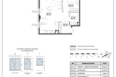 Rzut - Mieszkanie na sprzedaż 2 pokoje o powierzchni 47,79 m² - numer 9.A.06 w Nowe Południe bud. 9