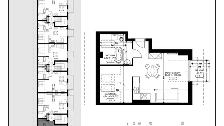 Rzut - Mieszkanie na sprzedaż 1 pokój o powierzchni 27,97 m² - numer B1-M18 w Śląska Park