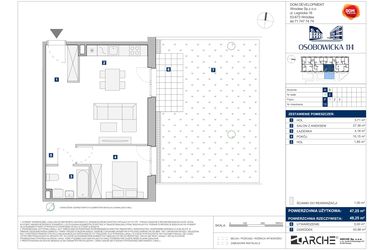 Rzut - Mieszkanie na sprzedaż 2 pokoje o powierzchni 47,25 m² - numer A.13 w Osobowicka 114