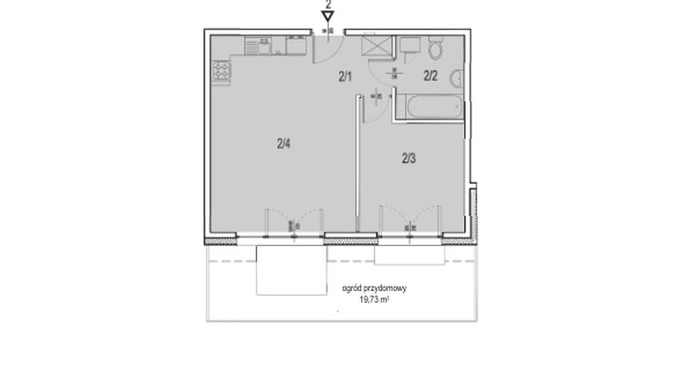 Rzut - Mieszkanie na sprzedaż 2 pokoje o powierzchni 44,61 m² - numer B5-A2 w Emaus Garden