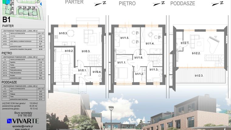 Rzut - Dom na sprzedaż 5 pokoi o powierzchni 133,02 m² - numer B1 w Viva Junacka