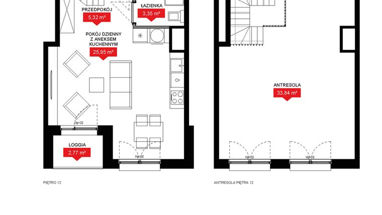 Rzut - Mieszkanie na sprzedaż 1 pokój o powierzchni 68,3 m² - numer A2 379 w 29L