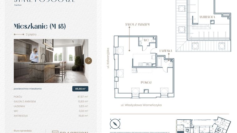 Rzut - Mieszkanie na sprzedaż 1 pokój o powierzchni 102,45 m² - numer M.18 w Stare Podgórze