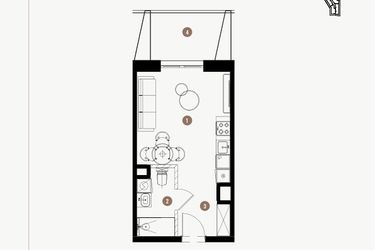 Rzut - Mieszkanie na sprzedaż 1 pokój o powierzchni 25,92 m² - numer 6.14 w WIMA APARTMENTS