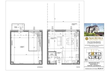 Rzut - Mieszkanie na sprzedaż 1 pokój o powierzchni 66,84 m² - numer B’.9 w Osiedle Maureska etap 2