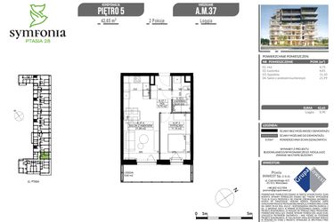 Rzut - Mieszkanie na sprzedaż 2 pokoje o powierzchni 42,65 m² - numer A.37 w Symfonia Ptasia 28