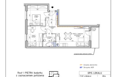 Rzut - Mieszkanie na sprzedaż 3 pokoje o powierzchni 56,8 m² - numer 8 w Osiedle OdNowa K5