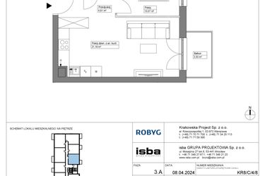 Rzut - Mieszkanie na sprzedaż 2 pokoje o powierzchni 40,08 m² - numer KR8/C/4/8 w Apartamenty Krakowska etap VIII