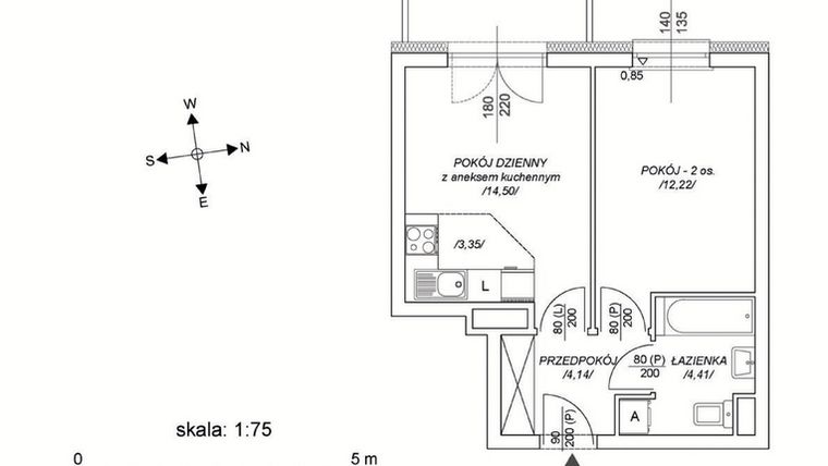 Rzut - Mieszkanie na sprzedaż 2 pokoje o powierzchni 35,27 m² - numer M68 w Osiedle Mała Dziesiąta etap II