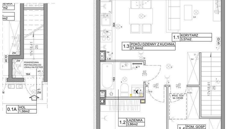 Rzut - Mieszkanie na sprzedaż 3 pokoje o powierzchni 58,82 m² - numer 14 w Manufaktura Marki 2