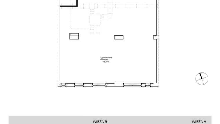 Rzut - Lokal użytkowy na sprzedaż 1 pokój o powierzchni 178,5 m² - numer P01/B08 w Sokolska 30 Towers