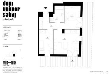 Rzut - Mieszkanie na sprzedaż 3 pokoje o powierzchni 62,22 m² - numer 10 w Dom Uniwersalny