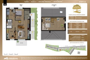 Rzut - Mieszkanie na sprzedaż 5 pokoi o powierzchni 96,62 m² - numer F2 w Aleja Dębowa III - mieszkania