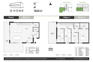 Rzut - Dom na sprzedaż 4 pokoje o powierzchni 120,94 m² - numer A1 w VILLA Q FOUR