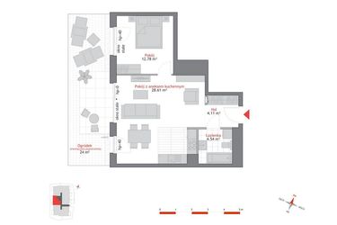 Rzut - Mieszkanie na sprzedaż 2 pokoje o powierzchni 50,07 m² - numer A2.0.3 w Atrium Oliva