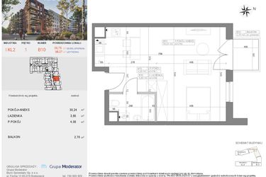 Rzut - Mieszkanie na sprzedaż 1 pokój o powierzchni 38,27 m² - numer I-B10 w Industria etap I-B
