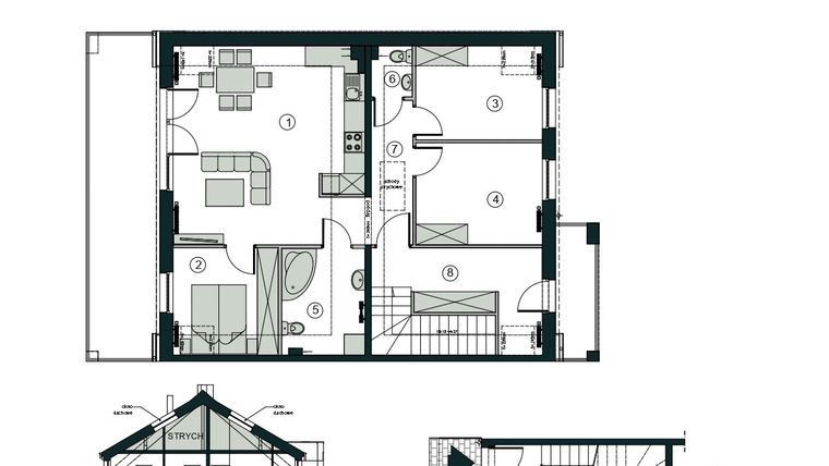 Rzut - Mieszkanie na sprzedaż 4 pokoje o powierzchni 73,42 m² - numer F2 w Aleja Wiśniowa Pogórze