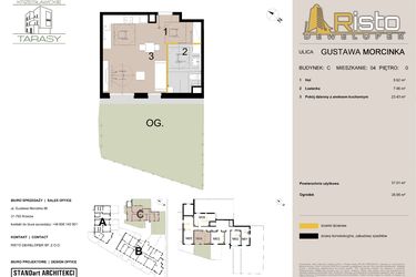 Rzut - Mieszkanie na sprzedaż 1 pokój o powierzchni 37,01 m² - numer C4 w Krzesławickie Tarasy