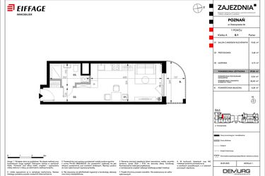 Rzut - Mieszkanie na sprzedaż 1 pokój o powierzchni 29,86 m² - numer B.A.0.1 w Zajezdnia
