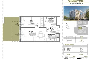 Rzut - Mieszkanie na sprzedaż 2 pokoje o powierzchni 34,08 m² - numer A00_M5 w Wierzbowy Park