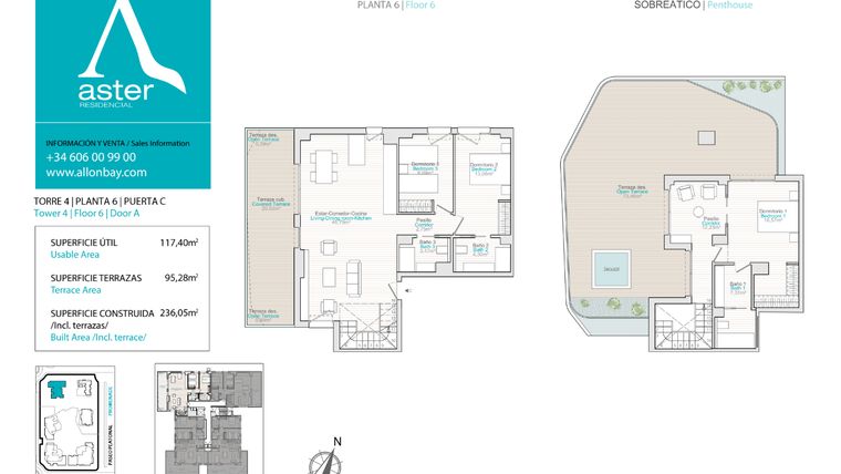Rzut - Mieszkanie na sprzedaż 3 pokoje o powierzchni 117 m² - numer 6c w Allonbay - Aster