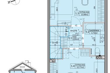 Rzut - Dom na sprzedaż 3 pokoje o powierzchni 72,53 m² - numer 96B w Nova Magdalenka 7 etap VII-VIII
