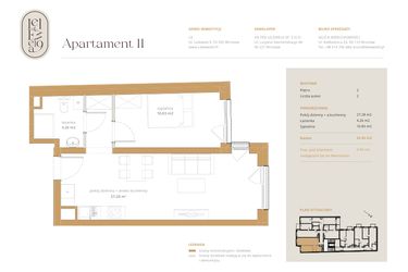 Rzut - Mieszkanie na sprzedaż 2 pokoje o powierzchni 42,23 m² - numer A11 w Lelewela 9