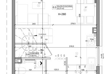 Rzut - Dom na sprzedaż 3 pokoje o powierzchni 76,58 m² - numer 8B w Zielono Mi etap VI
