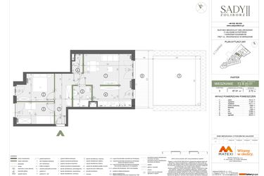 Rzut - Mieszkanie na sprzedaż 3 pokoje o powierzchni 67,01 m² - numer F2.B.00.01 w Sady Żoliborz II