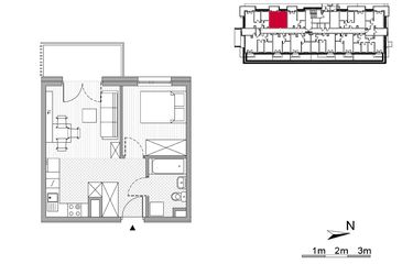 Rzut - Mieszkanie na sprzedaż 2 pokoje o powierzchni 33,25 m² - numer 10 w ul. Powstańców/os. Piastów bud. F