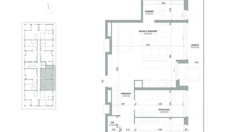 Rzut - Mieszkanie na sprzedaż 3 pokoje o powierzchni 80,22 m² - numer A/96 w Osiedle Botaniczna