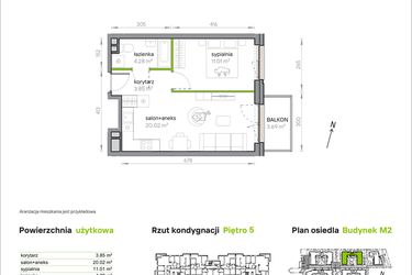 Rzut - Mieszkanie na sprzedaż 2 pokoje o powierzchni 39,16 m² - numer M2/1/5/52 w Przy Parku Vita