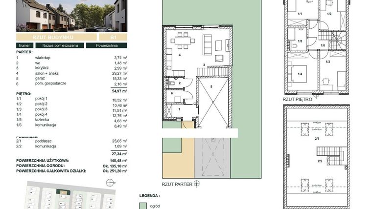 Rzut - Dom na sprzedaż 5 pokoi o powierzchni 140,48 m² - numer B1 w Cisova Park etap II