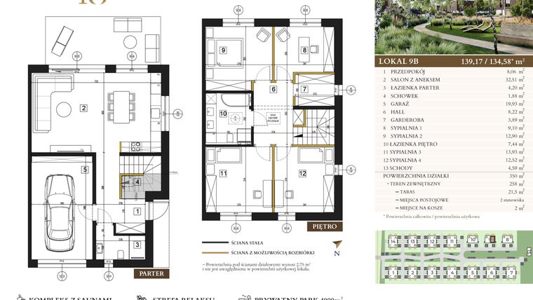 Rzut - Dom na sprzedaż 4 pokoje o powierzchni 139,17 m² - numer 9B w Lawinowa 18 - Etap III