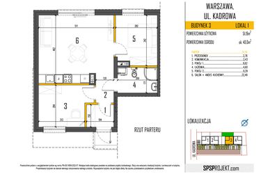 Rzut - Mieszkanie na sprzedaż 3 pokoje o powierzchni 51,19 m² - numer 4b/1 w Osiedle Korona