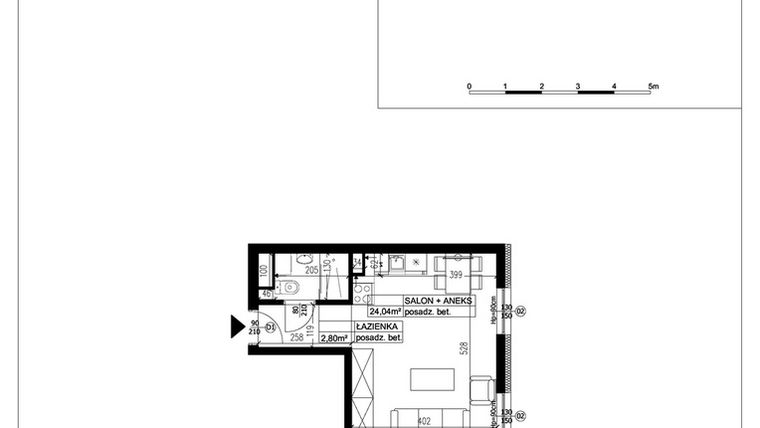 Rzut - Mieszkanie na sprzedaż 1 pokój o powierzchni 26,84 m² - numer 30 w Ceramika