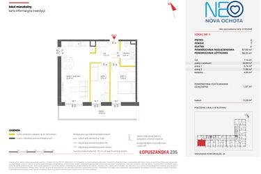Rzut - Mieszkanie na sprzedaż 3 pokoje o powierzchni 57,6 m² - numer 8 w Neo Nova Ochota