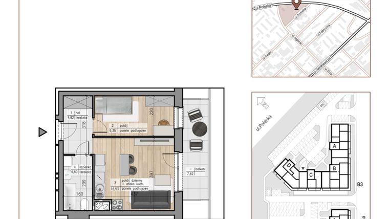 Rzut - Mieszkanie na sprzedaż 2 pokoje o powierzchni 35,4 m² - numer 5 w Urok Jagienki