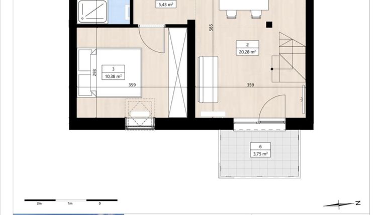 Rzut - Mieszkanie na sprzedaż 2 pokoje o powierzchni 48,5 m² - numer B4/3/36 w Montano bud. B4