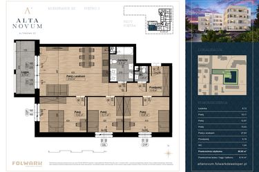 Rzut - Mieszkanie na sprzedaż 4 pokoje o powierzchni 80,85 m² - numer 22 w Alta Novum