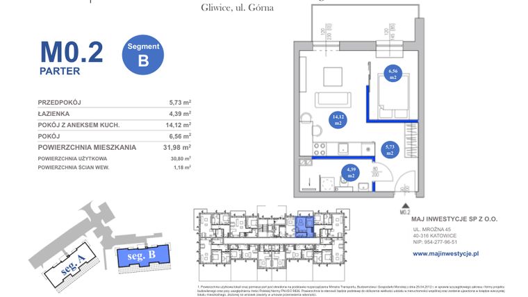 Rzut - Mieszkanie na sprzedaż 2 pokoje o powierzchni 30,8 m² - numer M0.2 w Osiedle Majowe 2.0