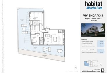Rzut - Mieszkanie na sprzedaż 3 pokoje o powierzchni 165,5 m² - numer V1-P00-B w Habitat Alboran Bora