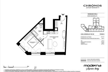 Rzut - Mieszkanie na sprzedaż 2 pokoje o powierzchni 44,13 m² - numer 420 w Chronos etap II